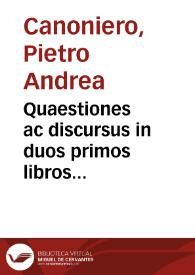 Quaestiones ac discursus in duos primos libros Annalium C. Cornelij Taciti | Biblioteca Virtual Miguel de Cervantes