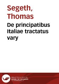 De principatibus Italiae tractatus vary | Biblioteca Virtual Miguel de Cervantes