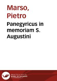 Panegyricus in memoriam S. Augustini | Biblioteca Virtual Miguel de Cervantes