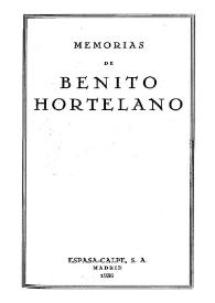 Memorias de Benito Hortelano | Biblioteca Virtual Miguel de Cervantes