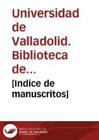 [Indice de manuscritos] | Biblioteca Virtual Miguel de Cervantes