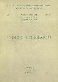 Archivos de Literatura Contemporánea. Índice Literario. Año IV, núm. III, marzo 1935 | Biblioteca Virtual Miguel de Cervantes