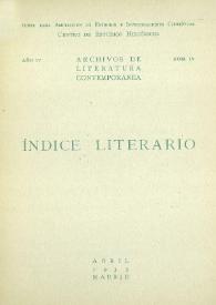 Archivos de Literatura Contemporánea. Índice Literario. Año IV, núm. IV, abril 1935 | Biblioteca Virtual Miguel de Cervantes