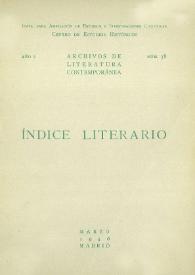 Archivos de Literatura Contemporánea. Índice Literario. Año V, núm. 38, marzo 1936 | Biblioteca Virtual Miguel de Cervantes