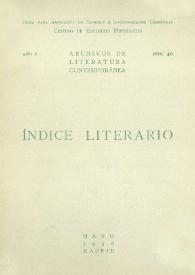 Archivos de Literatura Contemporánea. Índice Literario. Año V, núm. 40, mayo 1936 | Biblioteca Virtual Miguel de Cervantes