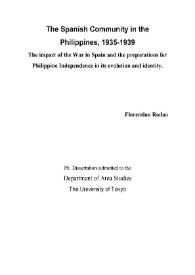 The Spanish Community in the Philippines, 1935-1939 : The impact of the War in Spain and the preparations for Philippine Independence in its evolution and identity / Florentino Rodao | Biblioteca Virtual Miguel de Cervantes