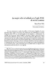 La mujer sobre el tablado en el siglo XVII: de actriz a autora / Teresa Ferrer Valls | Biblioteca Virtual Miguel de Cervantes