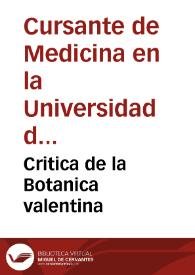 Critica de la Botanica valentina | Biblioteca Virtual Miguel de Cervantes