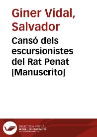 Cansó dels escursionistes del Rat Penat [Manuscrito] | Biblioteca Virtual Miguel de Cervantes