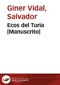 Ecos del Turia [Manuscrito] | Biblioteca Virtual Miguel de Cervantes