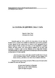 La cultura de Quevedo: cala y cata / Sagrario López Poza | Biblioteca Virtual Miguel de Cervantes