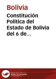 Constitución Política del Estado de Bolivia del 6 de febrero de 1995 | Biblioteca Virtual Miguel de Cervantes