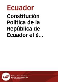 Constitución Política de la República de Ecuador el 6 de abril 1878 | Biblioteca Virtual Miguel de Cervantes