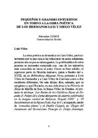 Pequeños y grandes entuertos en torno a la obra poética de los hermanos Luis y Diego Vélez / Mercedes Cobos | Biblioteca Virtual Miguel de Cervantes