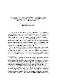 La poesía en bibliotecas particulares notables del siglo XVII / Sagrario López Poza | Biblioteca Virtual Miguel de Cervantes