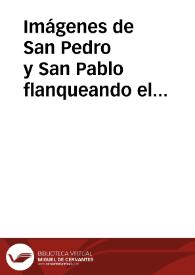 Imágenes de San Pedro y San Pablo flanqueando el escudo del Papa Clemente XI | Biblioteca Virtual Miguel de Cervantes