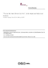 "Por ser de mano femenil la rima": de la mujer escritora a sus lectores / Nieves Baranda | Biblioteca Virtual Miguel de Cervantes