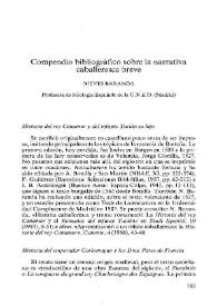 Compendio bibliográfico sobre la narrativa caballeresca breve / Nieves Baranda | Biblioteca Virtual Miguel de Cervantes