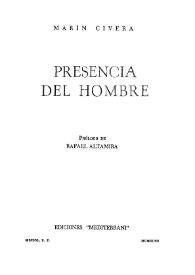 "Presencia del hombre". Prólogo / Rafael Altamira | Biblioteca Virtual Miguel de Cervantes