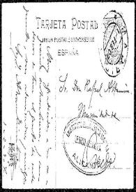 Tarjeta postal de Joaquín y Serafín Álvarez Quintero a Rafael Altamira, Madrid, 1 de febrero de 1907 / Joaquín y Serafín Álvarez Quintero | Biblioteca Virtual Miguel de Cervantes
