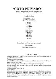 "Coto privado" : farsa trágica en un acto / original de Rogelio San Luis | Biblioteca Virtual Miguel de Cervantes