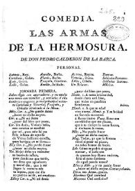Las armas de la hermosura / de don Pedro Calderon de la Barca | Biblioteca Virtual Miguel de Cervantes