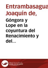 Góngora y Lope en la coyuntura del Renacimiento y del Barroco | Biblioteca Virtual Miguel de Cervantes