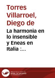 La harmonia en lo insensible y Eneas en Italia : zarzuela harmonica / de Don Diego de Torres Villarroèl | Biblioteca Virtual Miguel de Cervantes