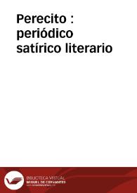 Perecito : periódico satírico literario | Biblioteca Virtual Miguel de Cervantes