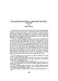 Documents pour servir à l'histoire de foires de Lyon / Henri Lapeyre | Biblioteca Virtual Miguel de Cervantes