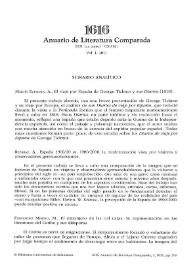 1616. Anuario de Literatura Comparada. Vol. 1 (2011). Sumario Analitico | Biblioteca Virtual Miguel de Cervantes