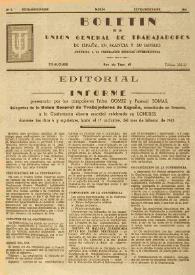 U.G.T. : Boletín de la Unión General de Trabajadores de España en Francia. Núm. 5, extraordinario, marzo de 1945 | Biblioteca Virtual Miguel de Cervantes
