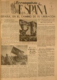 Reconquista de España : Periódico Semanal. Órgano de la Unión Nacional Española en México. Año I, núm. 1, 20 de diciembre de 1944 | Biblioteca Virtual Miguel de Cervantes