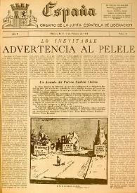 España : Órgano de la Junta Española de Liberación. Año I, núm. 2, 5 de febrero de 1944 | Biblioteca Virtual Miguel de Cervantes