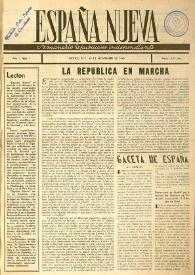 España nueva : Semanario Republicano Independiente. Año I, núm. 1, 24 de noviembre de 1945 | Biblioteca Virtual Miguel de Cervantes