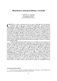 Meta-técnica, el antropocentrismo y evolución / Alfredo D. Vallota | Biblioteca Virtual Miguel de Cervantes