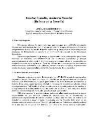 Enseñar filosofía, enseñar a filosofar (Defensa de la filosofía) / Alfredo D. Vallota | Biblioteca Virtual Miguel de Cervantes