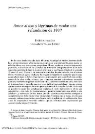 "Amor al uso" y lágrimas a la moda: una refundición de 1809 / Frédéric Serralta | Biblioteca Virtual Miguel de Cervantes