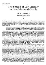 The Spread of Lay Literacy in Late Medieval Castile / J. N. H. Lawrance | Biblioteca Virtual Miguel de Cervantes