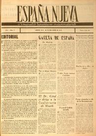 España nueva : Semanario Republicano Independiente. Año I, núm. 5, 22 de diciembre de 1945 | Biblioteca Virtual Miguel de Cervantes