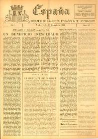 España : Órgano de la Junta Española de Liberación. Año I, núm. 19, 10 de junio de 1944 | Biblioteca Virtual Miguel de Cervantes
