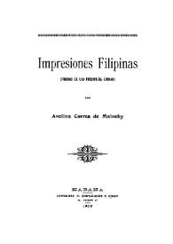 Impresiones filipinas : (páginas de una prisionera cubana) / por Avelina Correa de Malvehy | Biblioteca Virtual Miguel de Cervantes