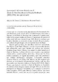 La recepció del teatre francès en el "Diario de Barcelona" durant la Dècada Moderada (1843-1854): una aproximació / Miquel M. Gibert | Biblioteca Virtual Miguel de Cervantes