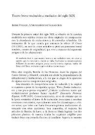 Teatro breve traducido a mediados del siglo XIX / Irene Vallejo | Biblioteca Virtual Miguel de Cervantes