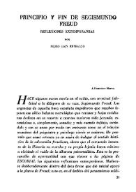 Principio y fin de Segismundo Freud. Reflexiones extemporáneas / por Pedro Laín Entralgo | Biblioteca Virtual Miguel de Cervantes
