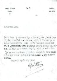 Carta de Rafael Altamira a Fernando Llorca. Madrid, 27 de febrero de 1931 / Rafael Altamira | Biblioteca Virtual Miguel de Cervantes