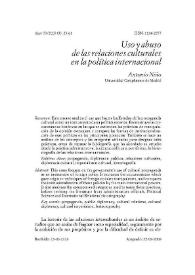 Uso y abuso de las relaciones culturales en la política internacional / Antonio Niño | Biblioteca Virtual Miguel de Cervantes