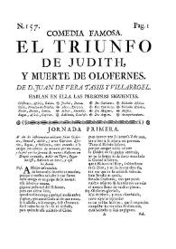 Comedia famosa. El triunfo de Judith, y muerte de Olofernes | Biblioteca Virtual Miguel de Cervantes
