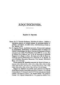 Adquisiciones. Regalos de impresos | Biblioteca Virtual Miguel de Cervantes