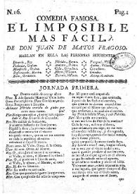Comedia famosa. El imposible mas fácil / de don Juan de Matos Fragoso | Biblioteca Virtual Miguel de Cervantes